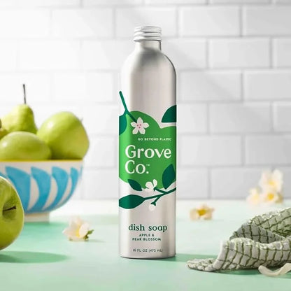 Grove Co. Dish Soap, 3 x 16 fl oz Refills + Refillable Glass Dispenser