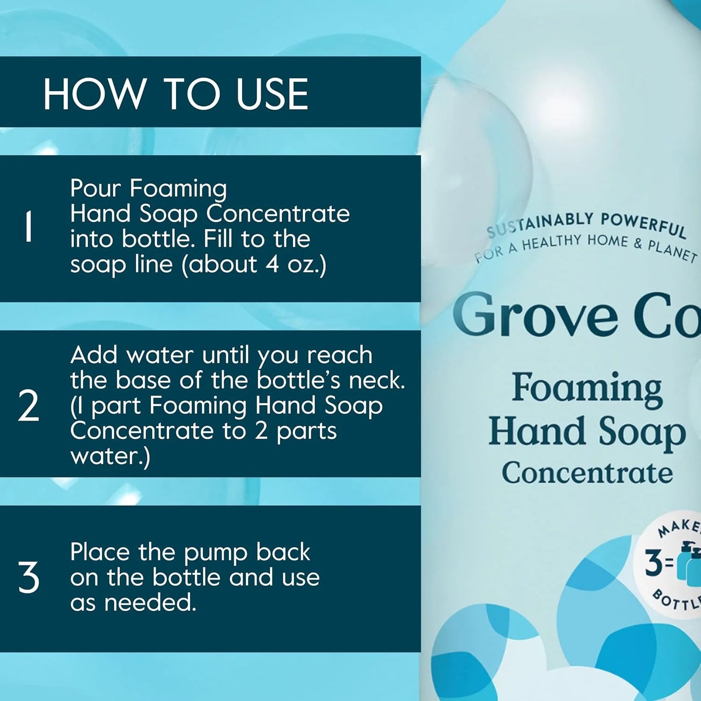 Grove Co. Foaming Hand Soap Refills, Unscented, 2 x 12 oz