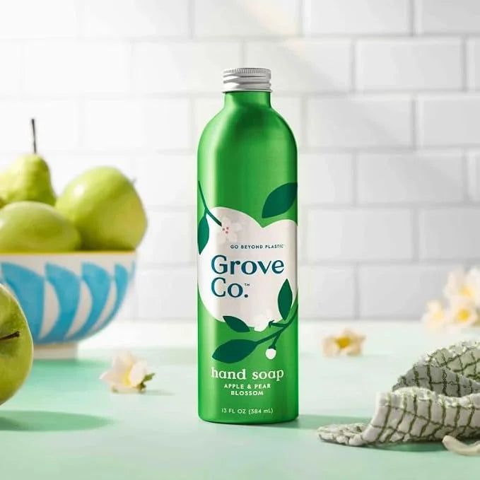 Grove Co. Gel Hand Soap (24oz) + Glass Dispenser, Lavender Blossom & Thyme