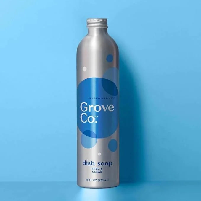 Grove Co. Dish Soap, 3 x 16 fl oz Refills + Refillable Glass Dispenser