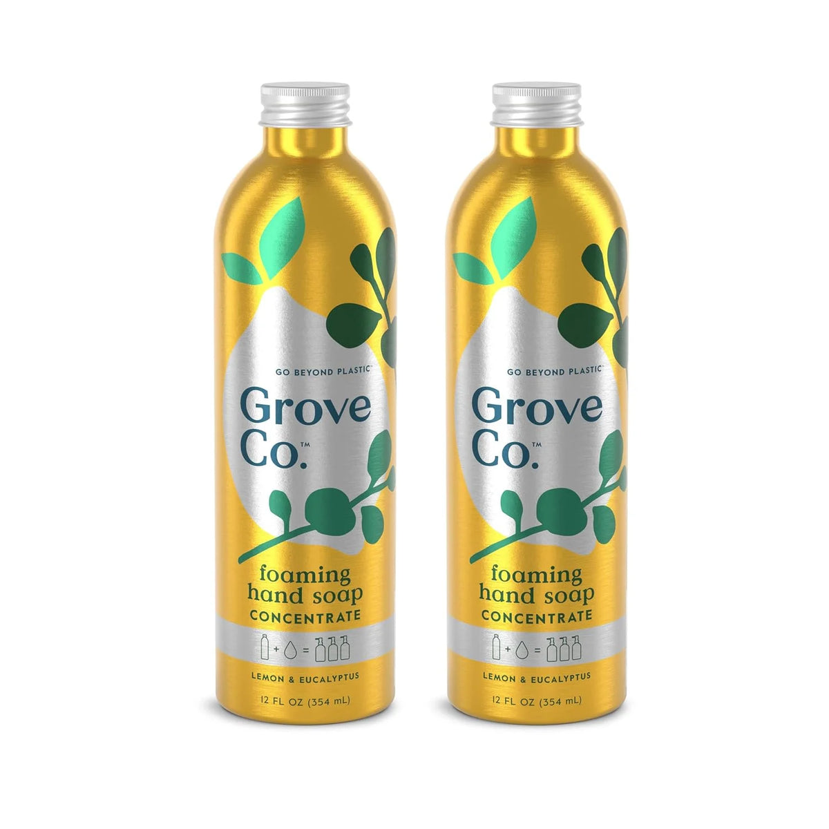 Grove Co. Foaming Hand Soap Refills, Unscented, 2 x 12 oz
