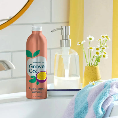 Grove Co. Gel Hand Soap (24oz) + Glass Dispenser, Lavender Blossom & Thyme