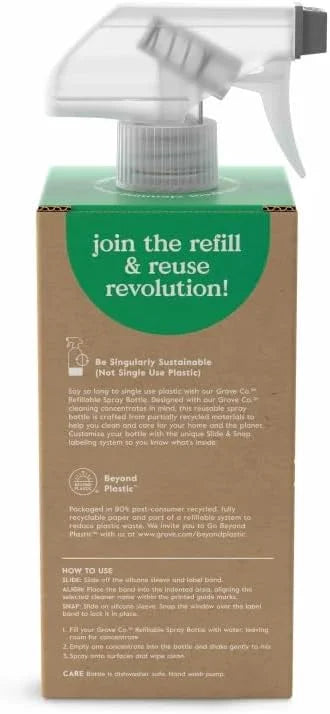 Grove Co. Refillable Glass Spray Bottle for Cleaning, 16 oz, White