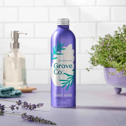Grove Co. Gel Hand Soap (24oz) + Glass Dispenser, Lavender Blossom & Thyme
