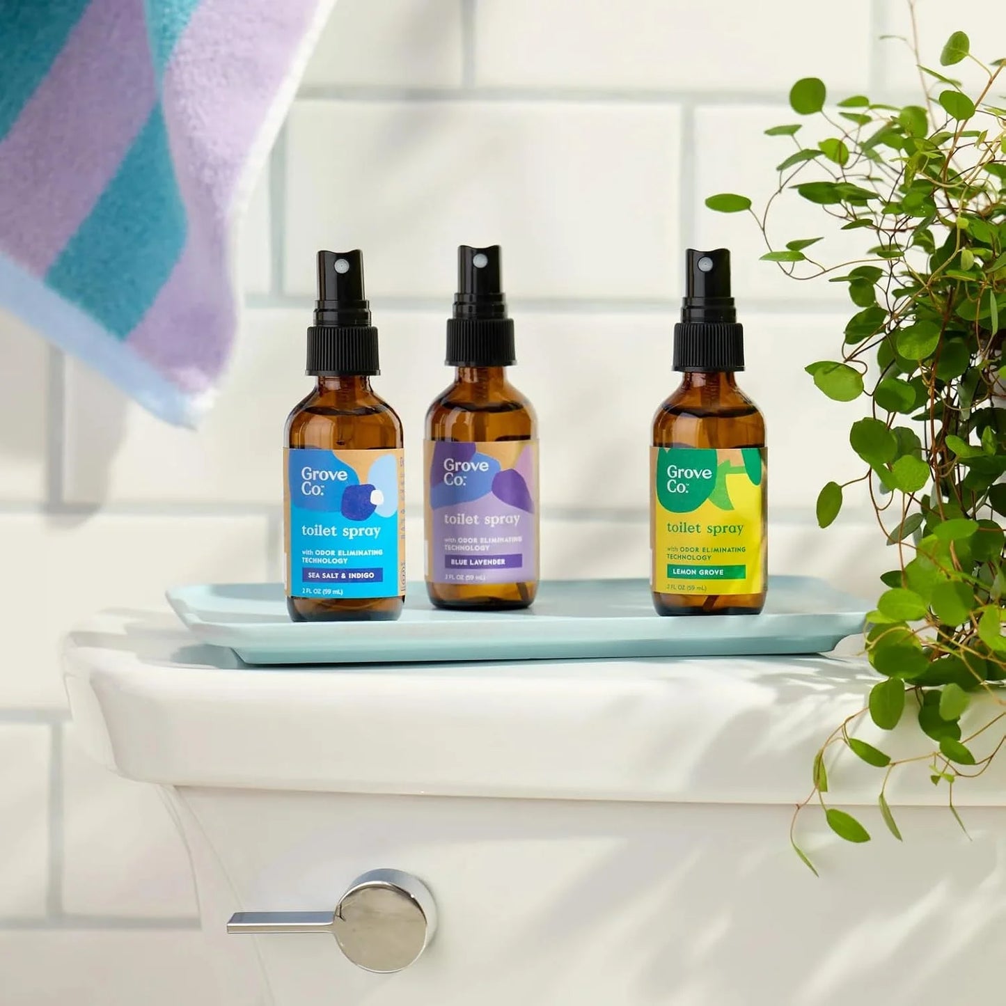 Grove Co. Toilet Spray and Odor Eliminator, Lemon Grove, 2 Fl Oz