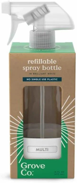 Grove Co. Refillable Glass Spray Bottle for Cleaning, 16 oz, White