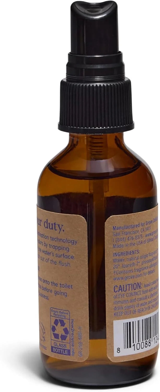 Grove Co. Toilet Spray and Odor Eliminator, Lemon Grove, 2 Fl Oz