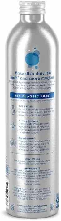 Grove Co. Dish Soap, 3 x 16 fl oz Refills + Refillable Glass Dispenser