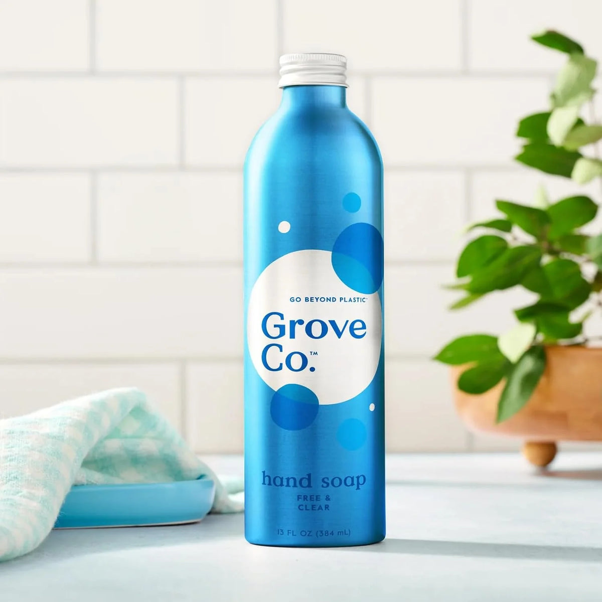 Grove Co. Gel Hand Soap (24oz) + Glass Dispenser, Lavender Blossom & Thyme