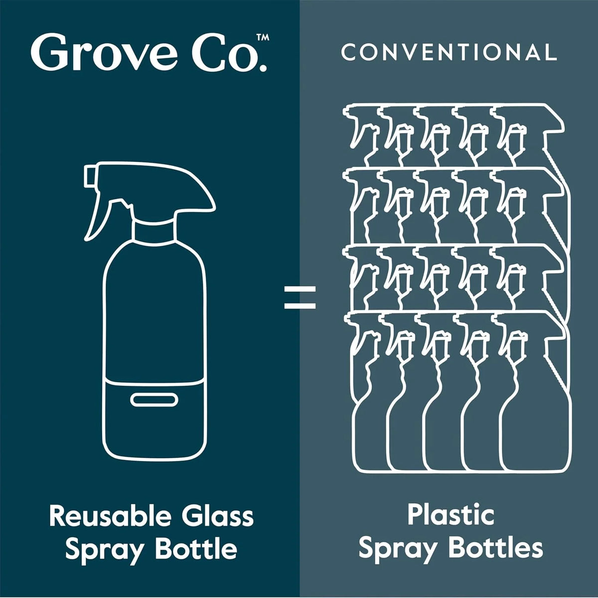 Grove Co. Refillable Glass Spray Bottle for Cleaning, 16 oz, White