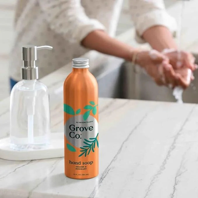 Grove Co. Gel Hand Soap (24oz) + Glass Dispenser, Lavender Blossom & Thyme
