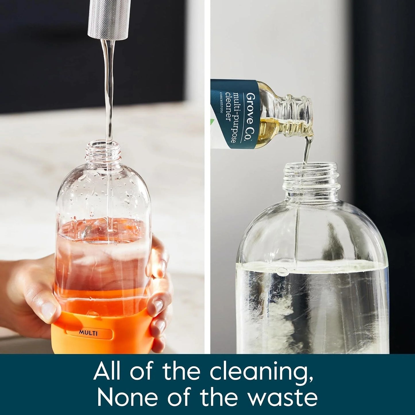 Grove Co. Multi-Purpose Cleaner Refills & Glass Bottle, Orange & Rosemary