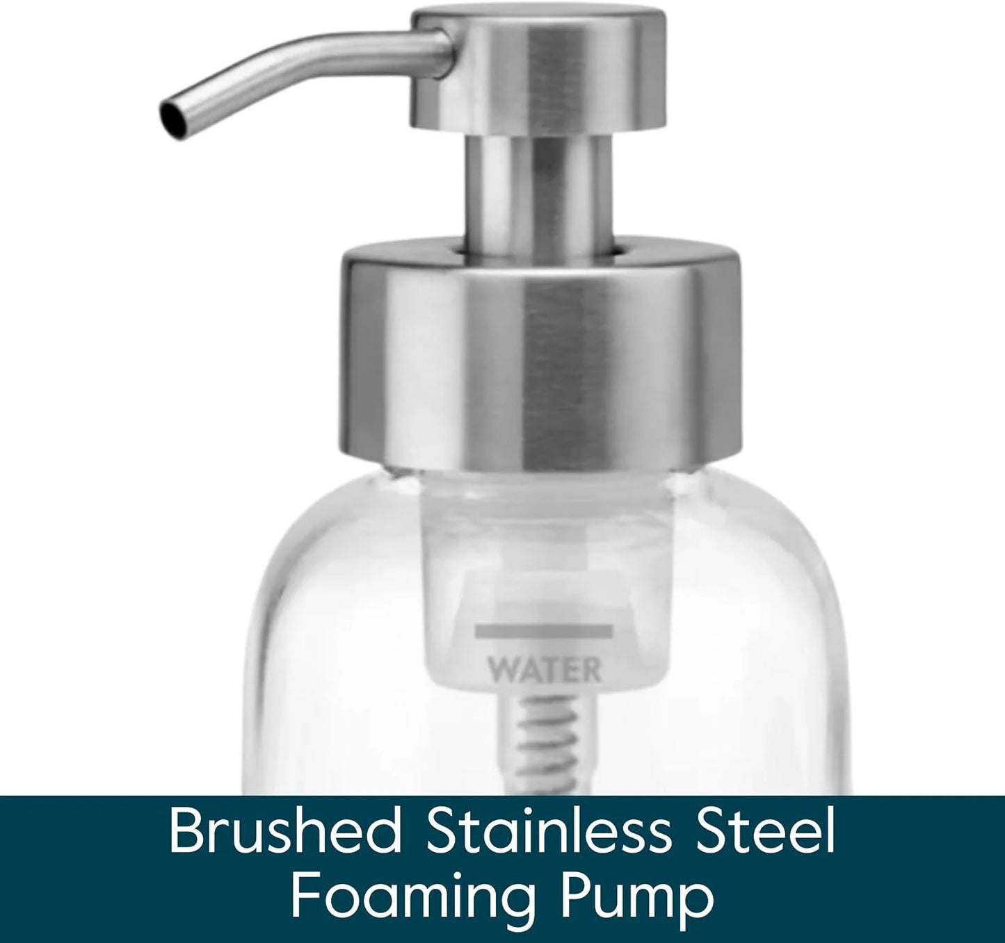 Grove Co. Glass Foaming Hand Soap Dispenser with Stainless Steel Pump, 12oz