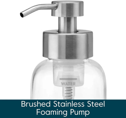 Grove Co. Glass Foaming Hand Soap Dispenser with Stainless Steel Pump, 12oz