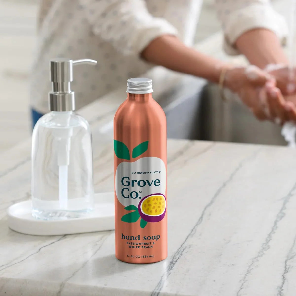Grove Co. Gel Hand Soap (24oz) + Glass Dispenser, Lavender Blossom & Thyme