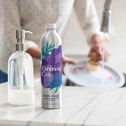 Grove Co. Dish Soap, 3 x 16 fl oz Refills + Refillable Glass Dispenser