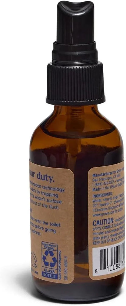 Grove Co. Toilet Spray and Odor Eliminator, Lemon Grove, 2 Fl Oz