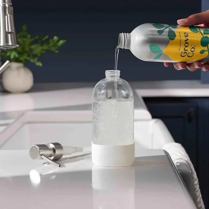 Grove Co. Dish Soap, 3 x 16 fl oz Refills + Refillable Glass Dispenser