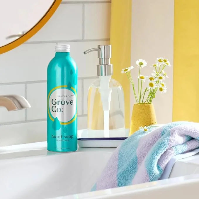 Grove Co. Gel Hand Soap (24oz) + Glass Dispenser, Lavender Blossom & Thyme
