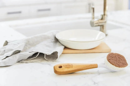 Grove Co. Replaceable Head Walnut Scrubber Dish Brush, Non-Scratch, 1 Count
