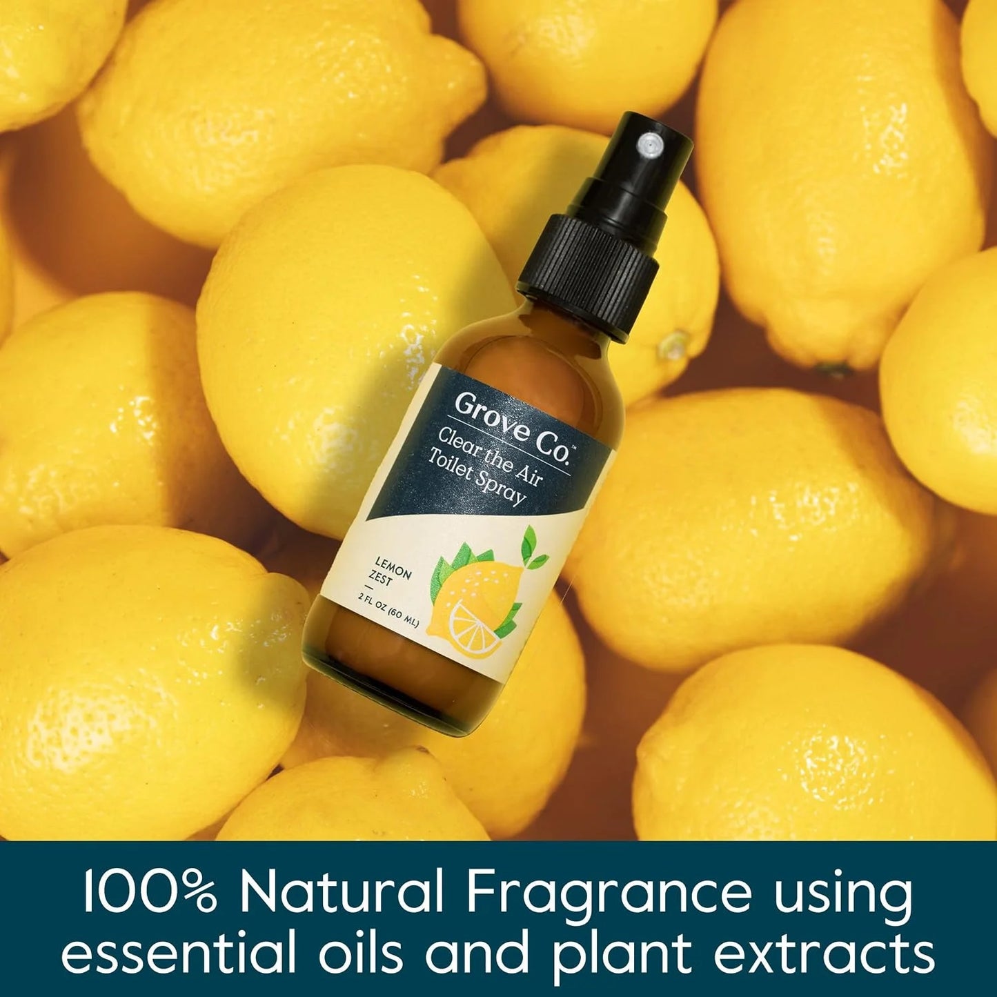 Grove Co. Toilet Spray and Odor Eliminator, Lemon Grove, 2 Fl Oz