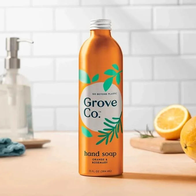 Grove Co. Gel Hand Soap (24oz) + Glass Dispenser, Lavender Blossom & Thyme